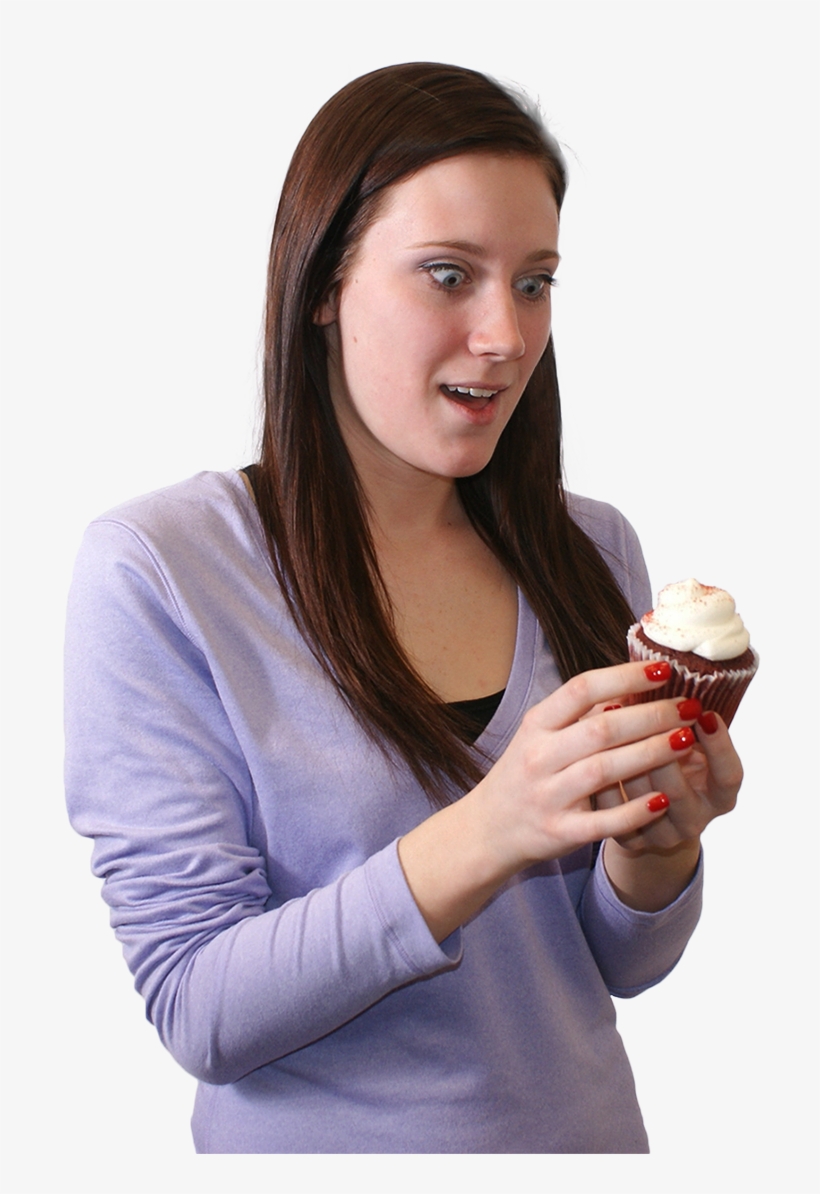 Girl Surprised At Cupcake [702 × 1114] - Girl, transparent png #3840697