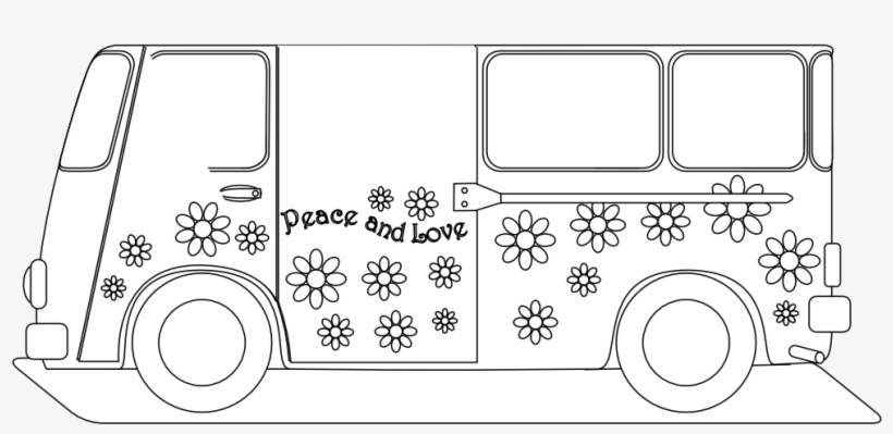 Peace Sign Clipart Coloring Book - Hippie Peace Sign Black And White, transparent png #3841169