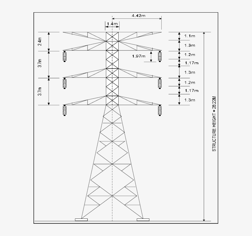 132kv Double Circuit Transmission Line - Circuit On Transmission Line, transparent png #3841435