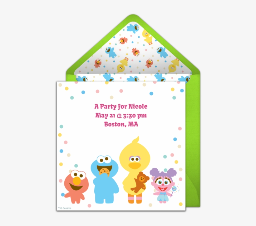 Baby Sesame Street Pals Online Invitation - Play Date Invite, transparent png #3841465
