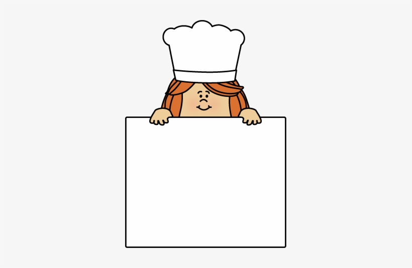 Female Chef With A Blank Sign Clip Art - Chef With A Sign Png, transparent png #3841494