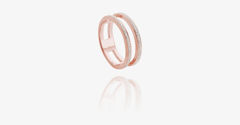 The Double Line Rose Gold - Skinny Double Band Diamond Ring, transparent png #3841909