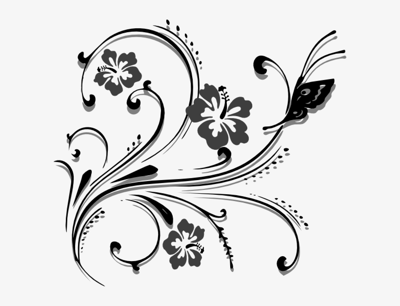 How To Set Use Butterfly Scroll Hibiscus Svg Vector - Clip Art Png Bunga, transparent png #3842134