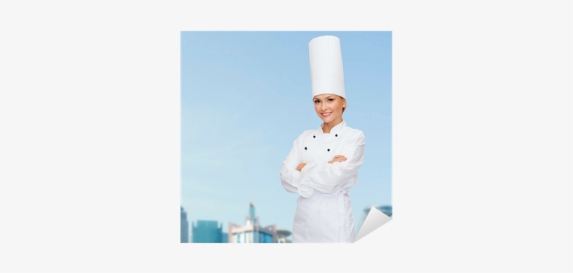 Smiling Female Chef With Crossed Arms Sticker • Pixers® - Chef, transparent png #3842350