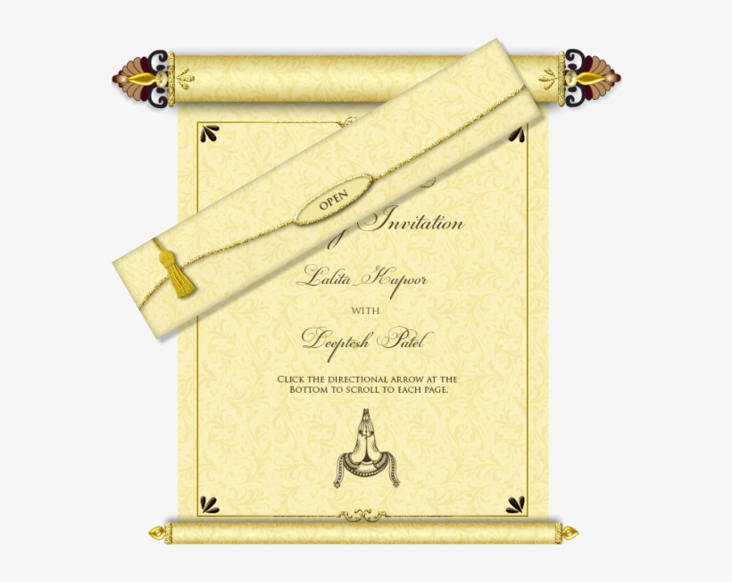 Email Wedding Card Royal Scroll Design - Wedding Invitation, transparent png #3842582
