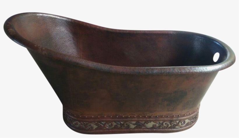 Slipper Copper Bathtub With Scroll Design - Bathtub, transparent png #3842776