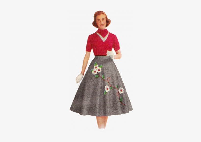 1957 Teen In A Felt Skirt And Knit Top - 50's Outfit, transparent png #3842975