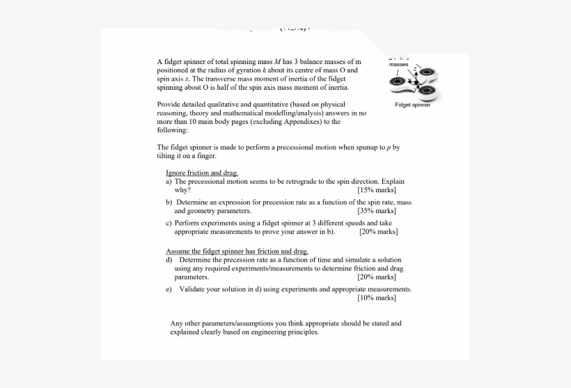 A Fidget Spinner Of Total Spinning Mass M Has 3 Balance - Mass, transparent png #3842997