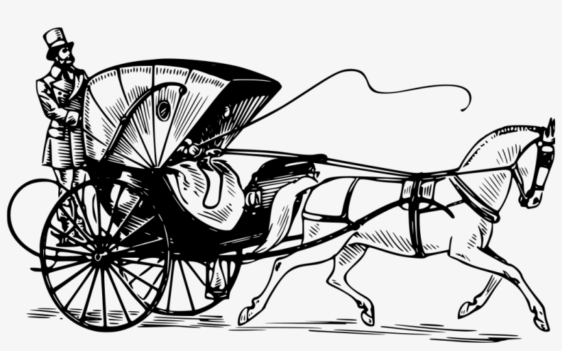 Download Png - Horse Cart Clipart Black And White, transparent png #3843421
