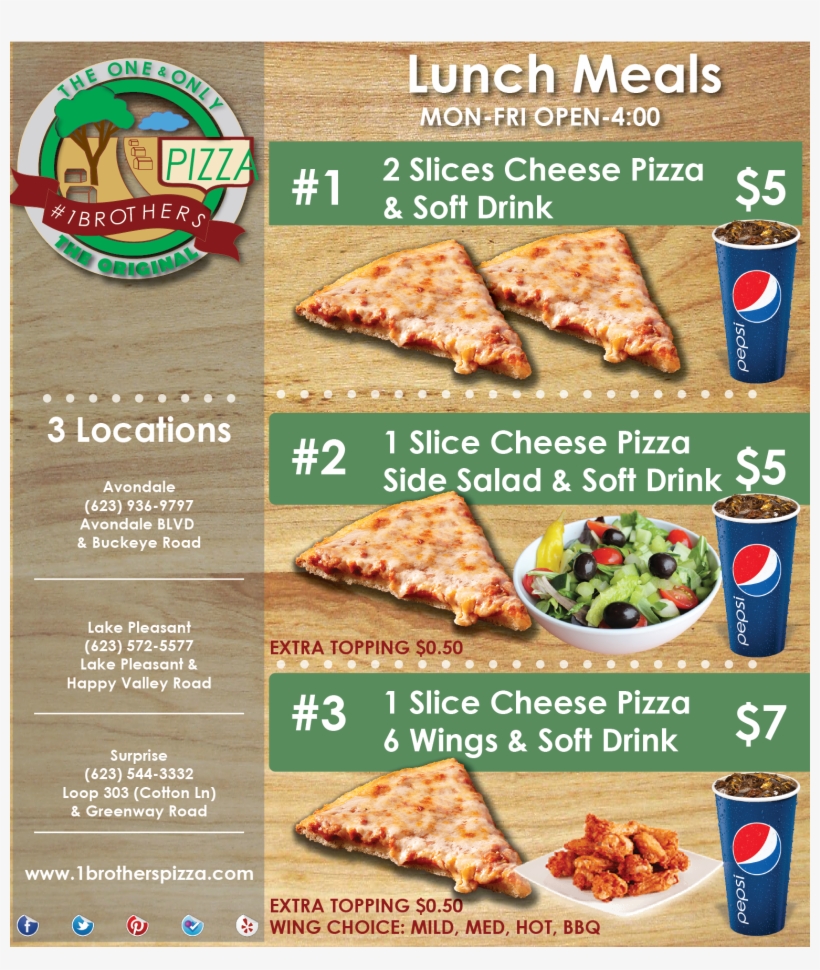 Lunch Specials - #1brothers Pizza, transparent png #3843719