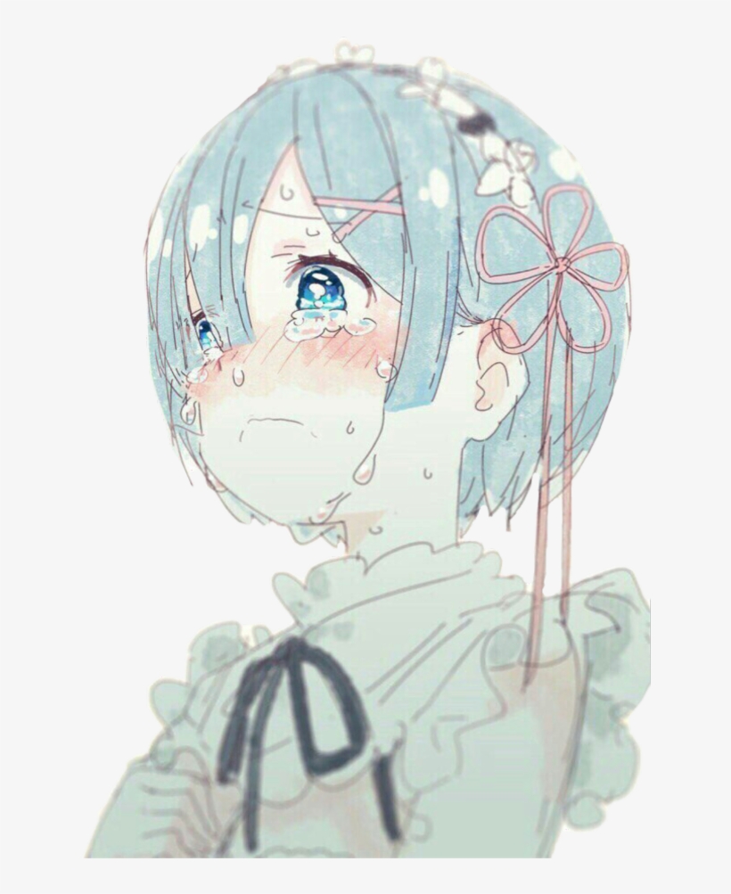 Rem Anime Animesad Animesadgirl Bluehair Cry Maid Rezer - Rem Glare Re Zero, transparent png #3843763