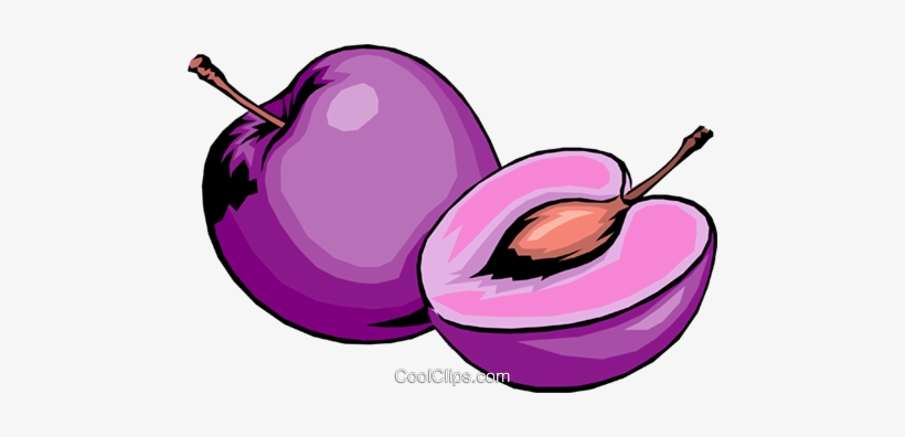 Sliced Plums Royalty Free Vector Clip Art Illustration - Purple Fruits Clip Art, transparent png #3846280