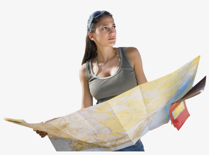 Pretty Girl Holding Map Before Travel - Scratch Travel Map, World Map For Traveler Edition,, transparent png #3847681