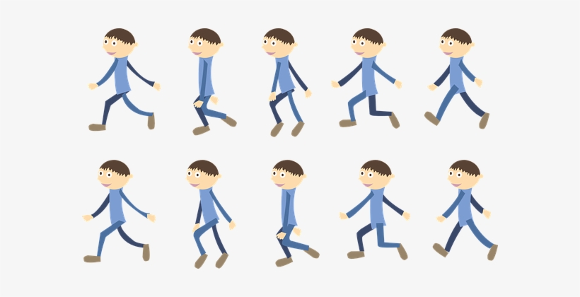 Animation Boy Child Motion Movement Body W - Walking Cartoon Images Png, transparent png #3847683