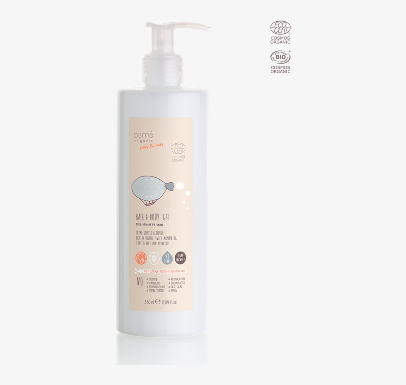 Certified Organic Hair & Body Gel 380 Ml, Osme Baby - Plastic Bottle, transparent png #3848161