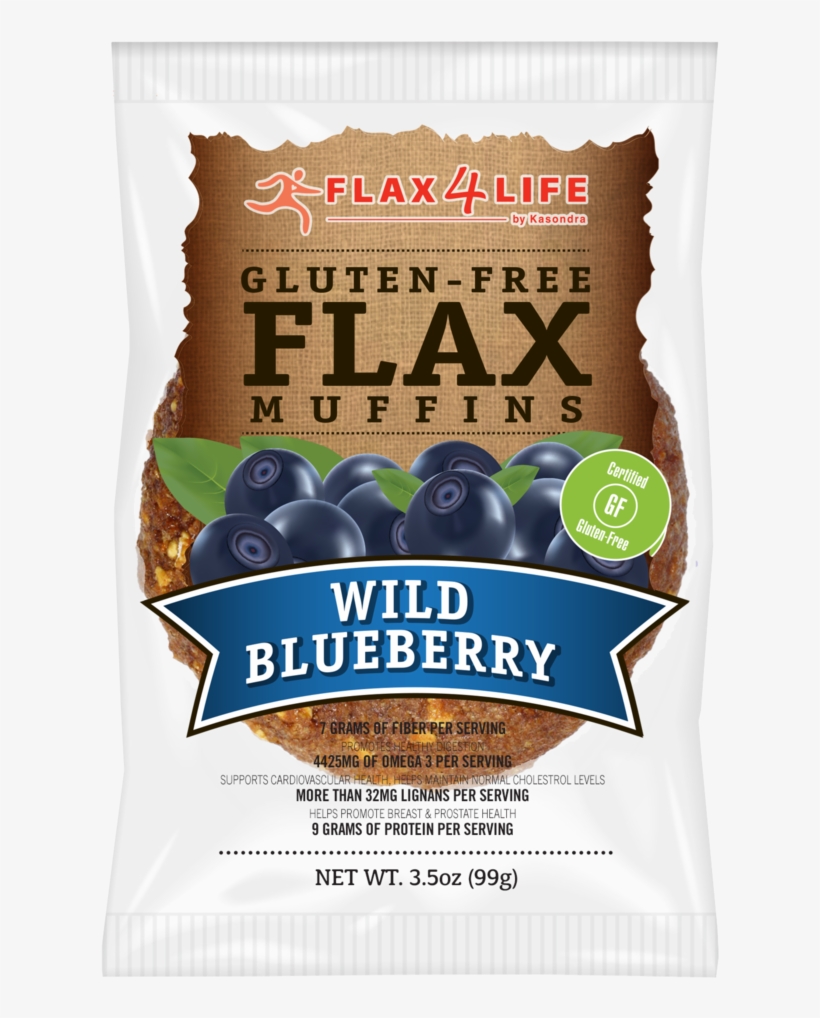 Single Serve Wild Blueberry Muffin - Flax4life Gluten Free Flax Banana Coconut Snacking, transparent png #3851097