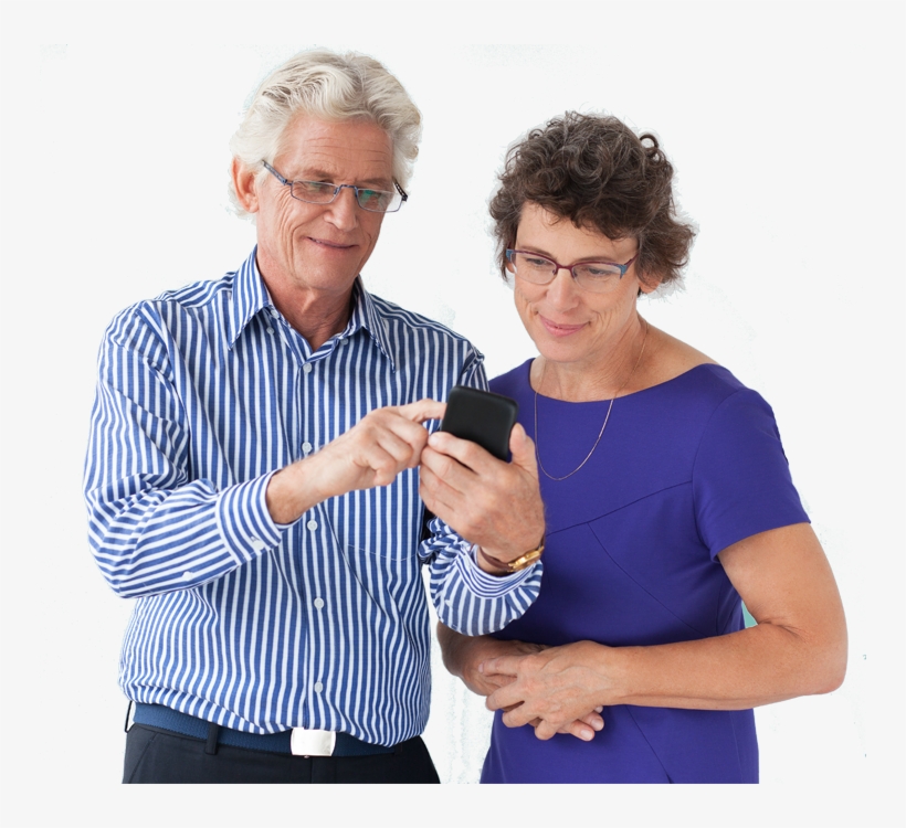 Old Couple On Phone - Cursos De Redes Sociales Para Adultos, transparent png #3852558