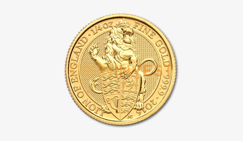 1/4 Oz Queen's Beasts Lion Gold Coin - 1 Oz Queen's Beasts Lion Gold 2016, transparent png #3852933