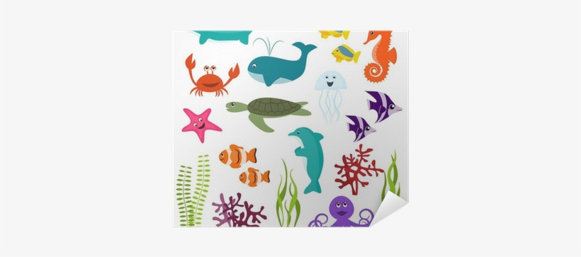 Set Of Sea Animals Wall Clock, transparent png #3854593