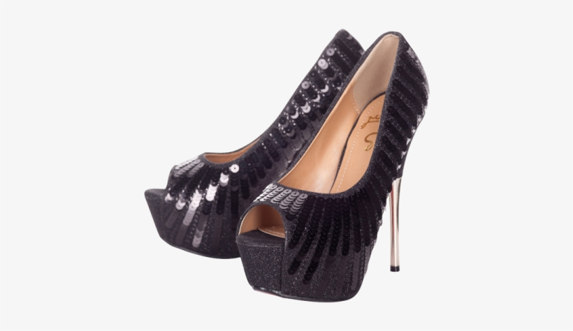 Ugg Boots Glitter 5 Png - Black Sequin Peep Toe Pump Shoes, transparent png #3855121