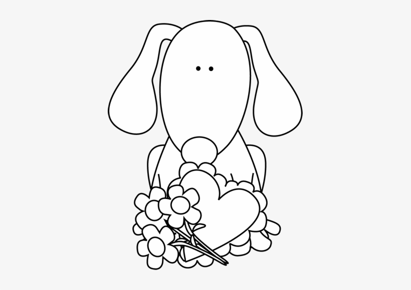 Black And White Black And White Valentine's Day Dog - Valentine Dog Clipart Black And White, transparent png #3855150