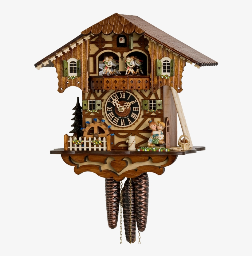 Chalet Cuckoo Clock With Kissing Couple - Hönes Cuckoo Clock Moveable Kissing Couple, Turning, transparent png #3855202