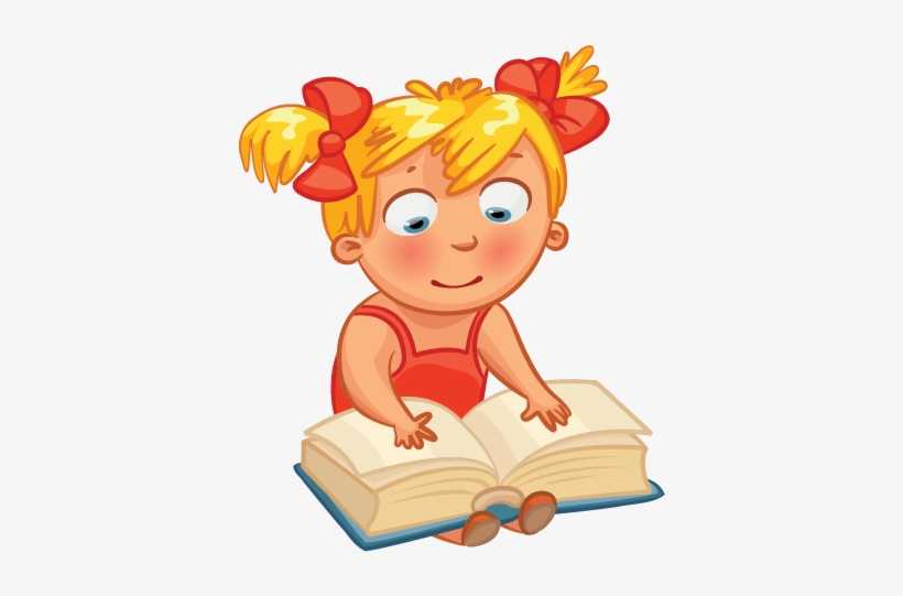 Cartoon Girl Reading - Reading Children Background, transparent png #3855899