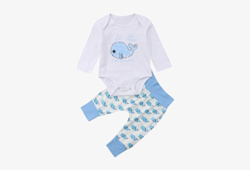 Baby Whale Long Sleeve Clothing Set - Romper Suit, transparent png #3857457