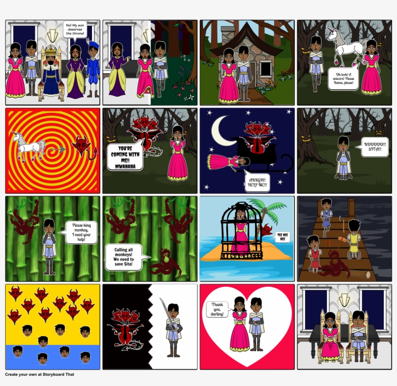 Rama And Sita - Rama And Sita Story Board, transparent png #3858091