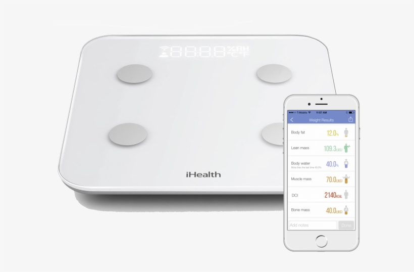 3 Ihealth Core Wireless Scale - Ihealth Core Wireless Body Composition Scale Hs6, transparent png #3859463