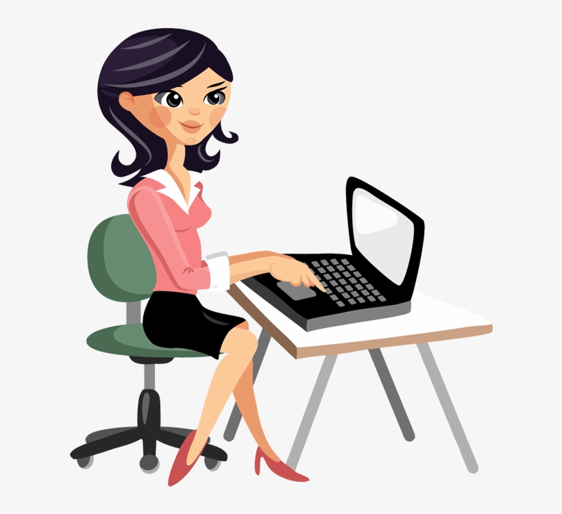 More People Are Turning To Smartphones And Tablets - Mulher No Computador Desenho, transparent png #3859601