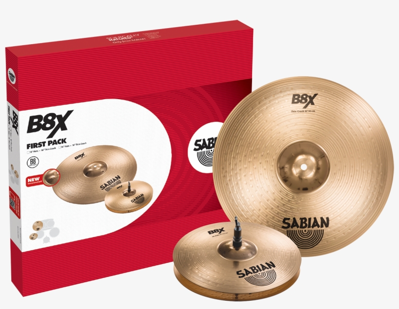 Sabian B8x First Pack W/ 13" Hi Hat Cymbals, 16" Crash - Sabian B8x 2 Pack, transparent png #3861870