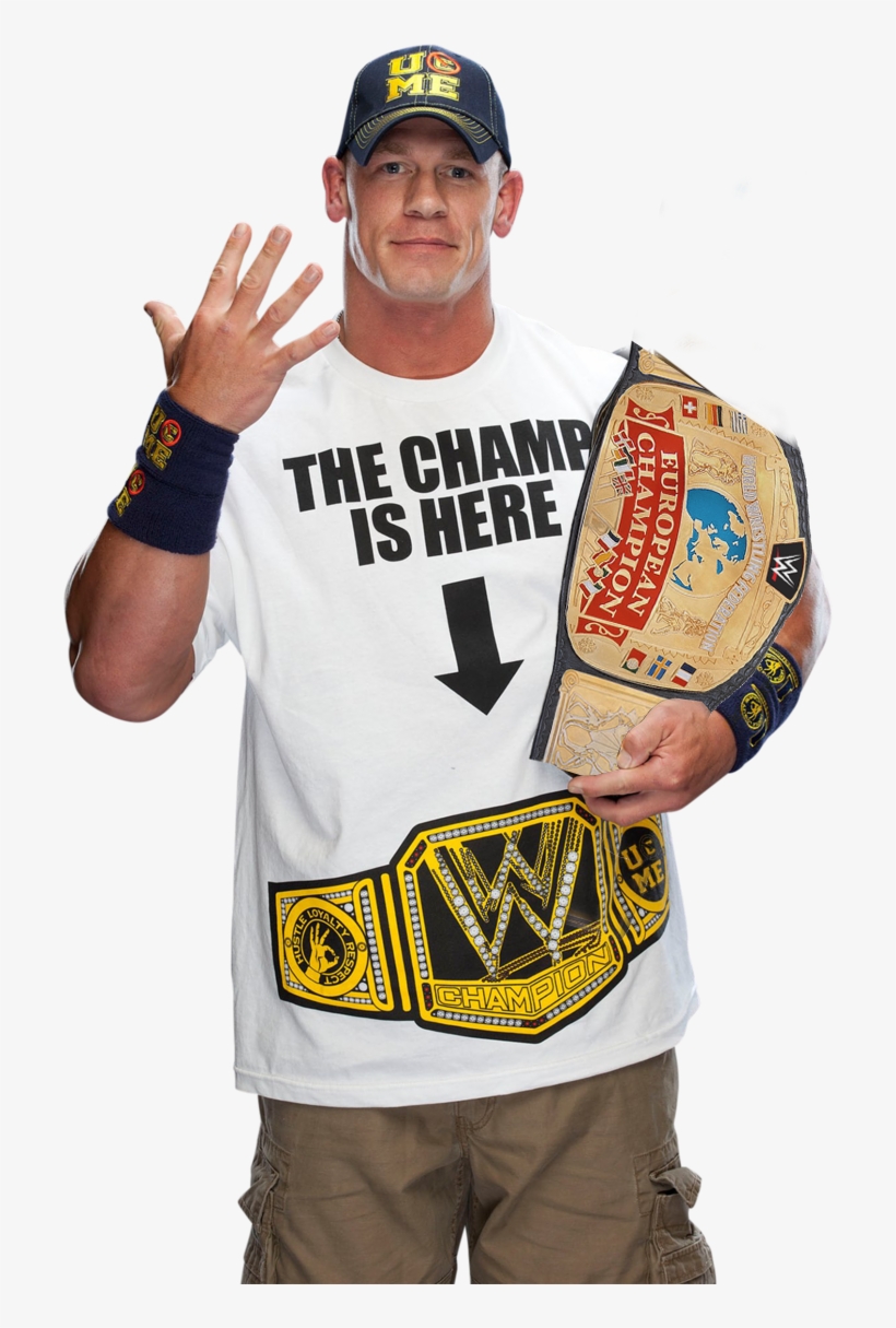 John Cena European Championship - John Cena With Championship, transparent png #3862195