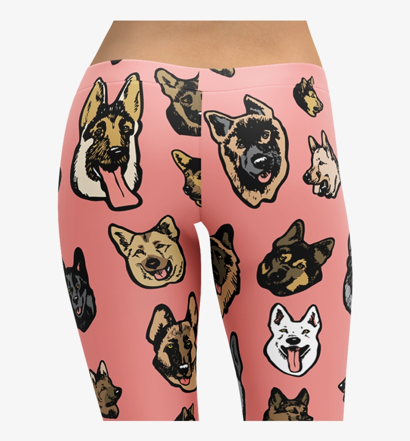 German Shepherd Dog Art Illustration Pattern On Leggings - Art, transparent png #3862978
