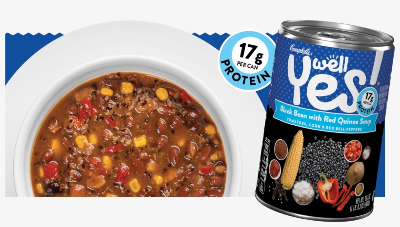 Black Bean - Campbell's Well Yes Black Bean With Red Quinoa Soup, transparent png #3864472