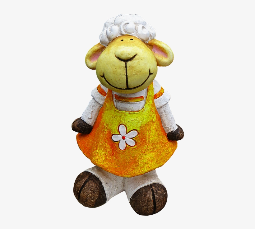 Sheep, Figure, Ceramic, Sculpture, Garden Decoration - Sculpture, transparent png #3865546