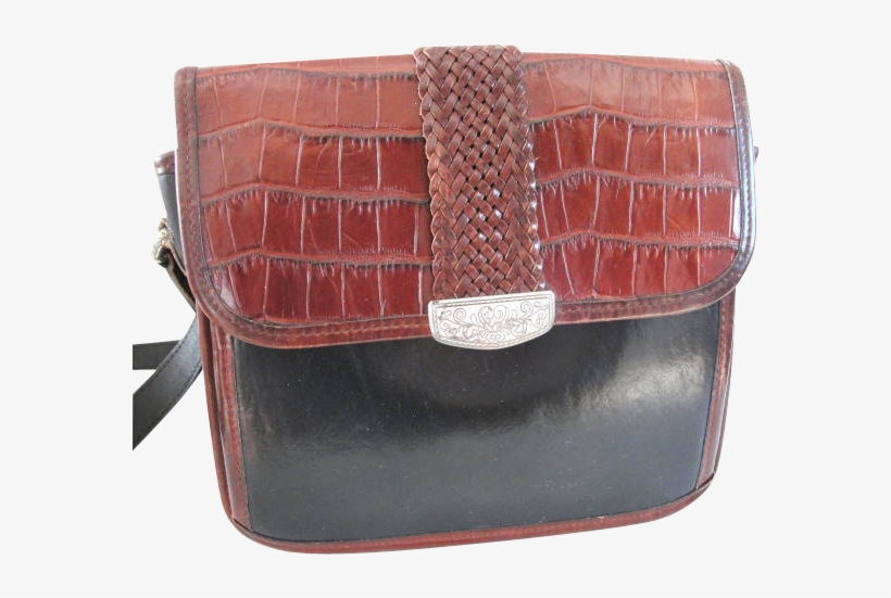 Vintage Brighton Organizer Purse Handbag Black Moc - Handbag, transparent png #3866675