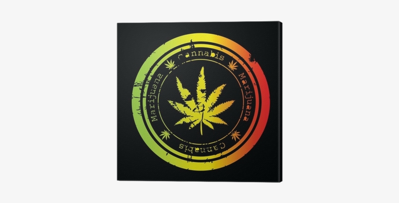 Grunge Stamp With Marijuana Leaf Canvas Print • Pixers® - Imagenes Tuani De Marihuana, transparent png #3867116