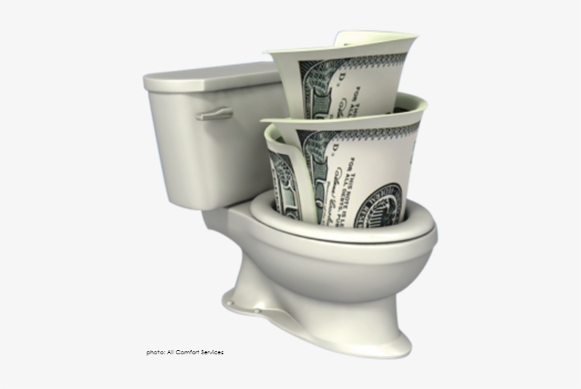 Running Toilet = Very Large Water Bill - Flush Money Down The Toilet, transparent png #3869999