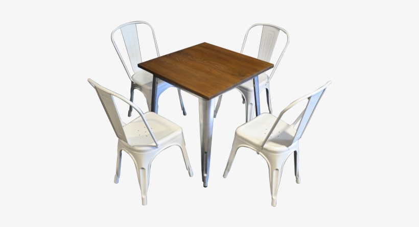 Tolix Chair Setting - Tolix Chair With Table, transparent png #3870167