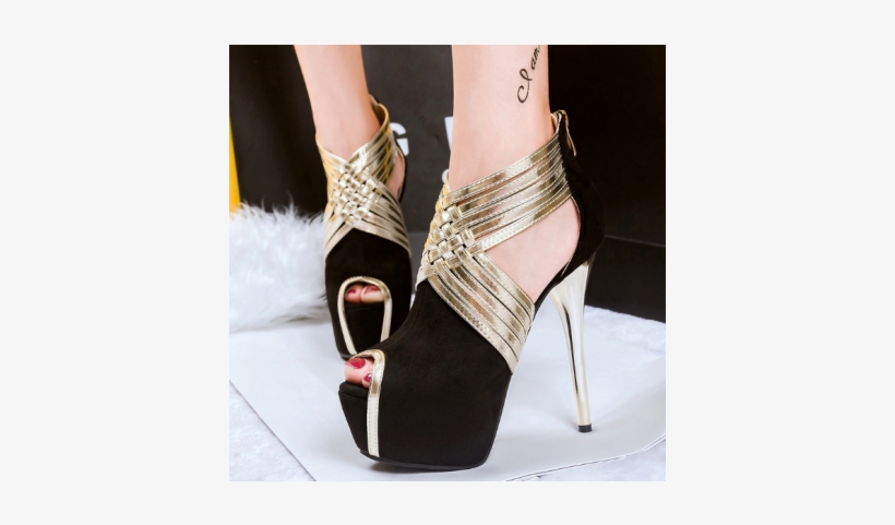 European Style Ultra High Heels Fashion Sexy Stilettos - Black Piscine Mouth Stiletto Cut Out Fashion High-heeled, transparent png #3870460