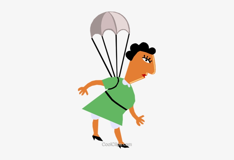 Woman With A Parachute Royalty Free Vector Clip Art, transparent png #3870611