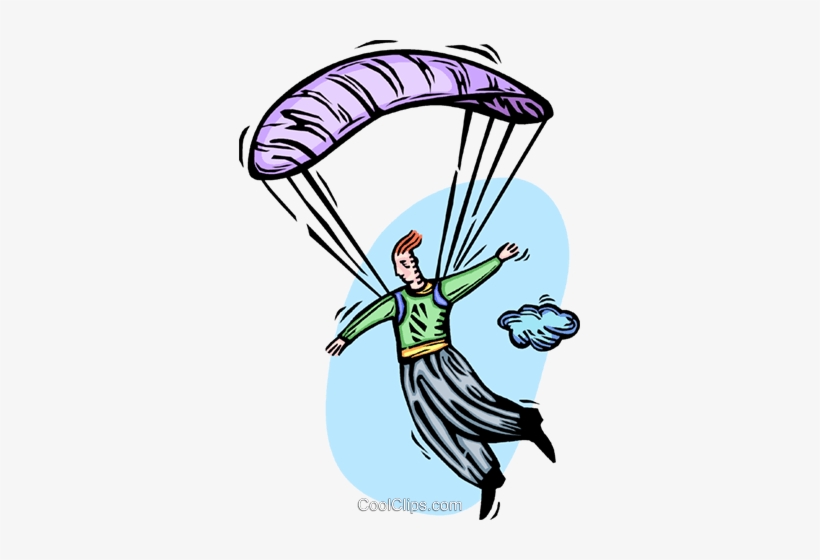 Man Floating To Earth With A Parachute Royalty Free - Parachute, transparent png #3870795