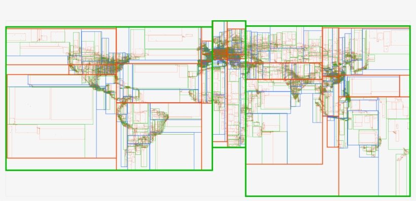 A Visualization Of An R-tree For 138k Populated Places - Rtree, transparent png #3870800