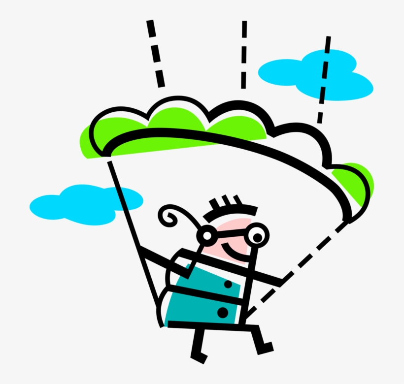 Vector Illustration Of Parasailing Paragliding Parachutist - Clip Art, transparent png #3871041