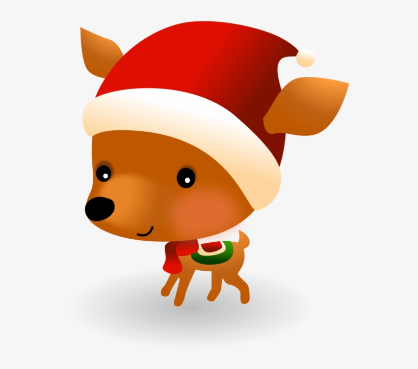 Baby Reindeer With A Santa Hat - Christmas Day, transparent png #3871163