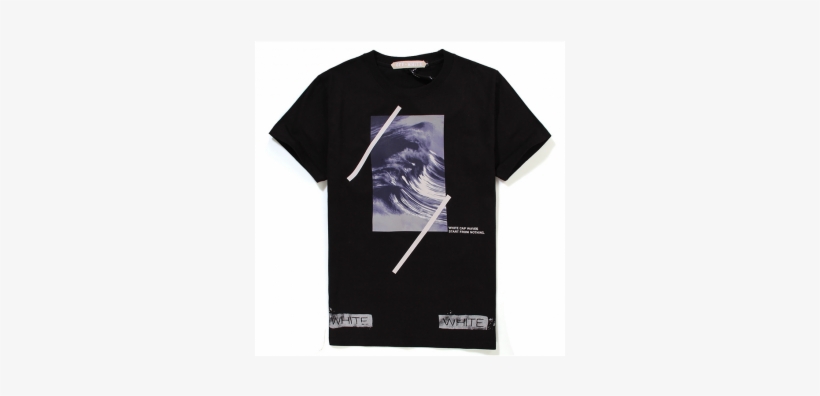 Off White "waves Crewneck" T-shirt Collection - Crew Neck, transparent png #3872932