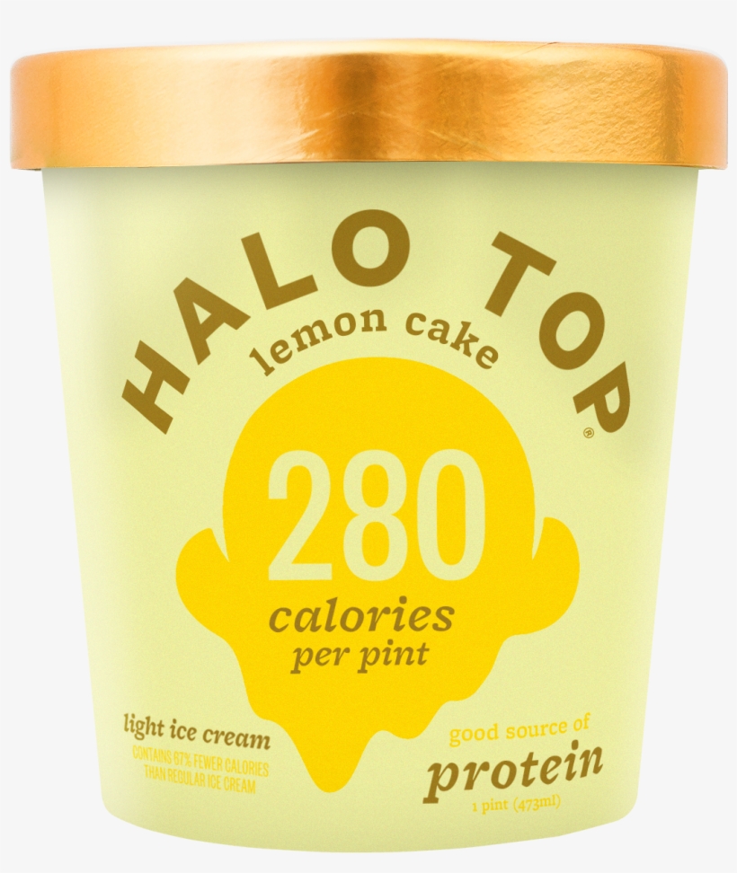Halo Top Light Ice Cream Lemon Cake, 1 Pint - Halo Top Peaches And Cream, transparent png #3873648