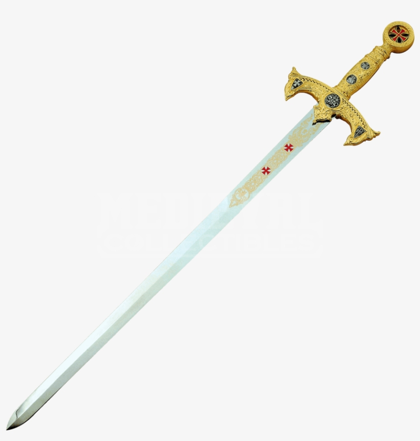 Silver And Gold Crusader Sword, transparent png #3874305