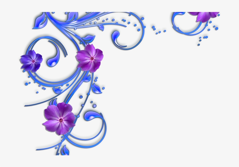 Blue Flower Corner Borders - Clip Art, transparent png #3874418
